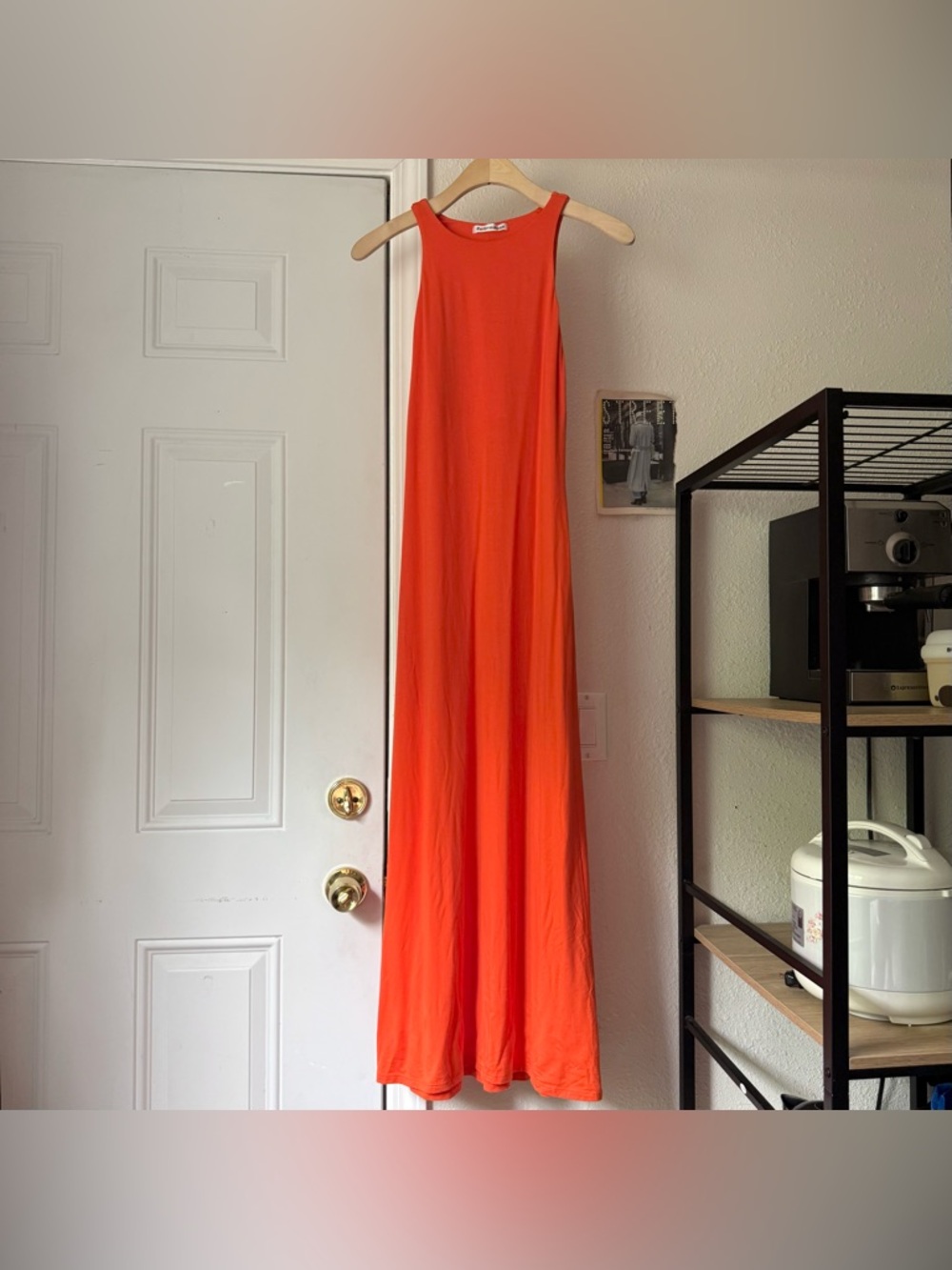 Reformation Orange‎ sleeveless tencel lyocell crew neck bodycon midi maxi dress